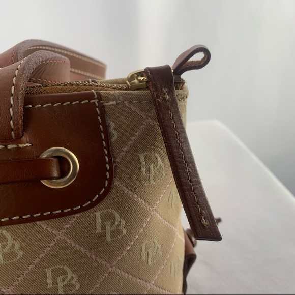 Vintage Dooney & Bourke Signature Canvas with Leather Trim Handbag in Brown Pink - Picture 6 of 16